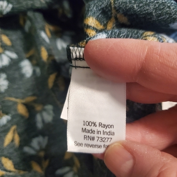 NWT Sonoma Floral Print Ruffle Peasant Blouse Size 0X green/blue - Picture 9 of 12